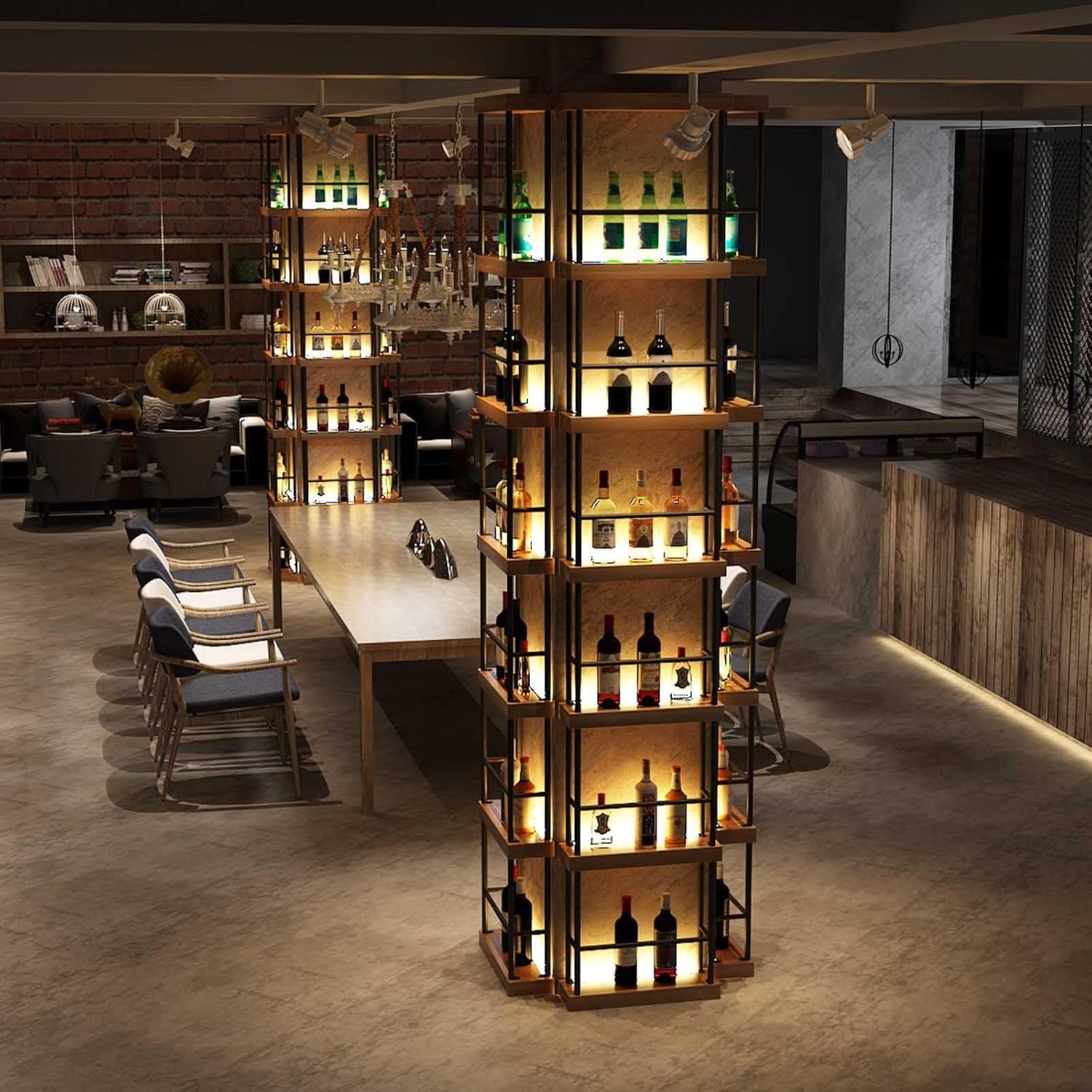 テキーラ観覧車 LED酒ボトルの表示棚 12カップ ワインラック 酒グラス